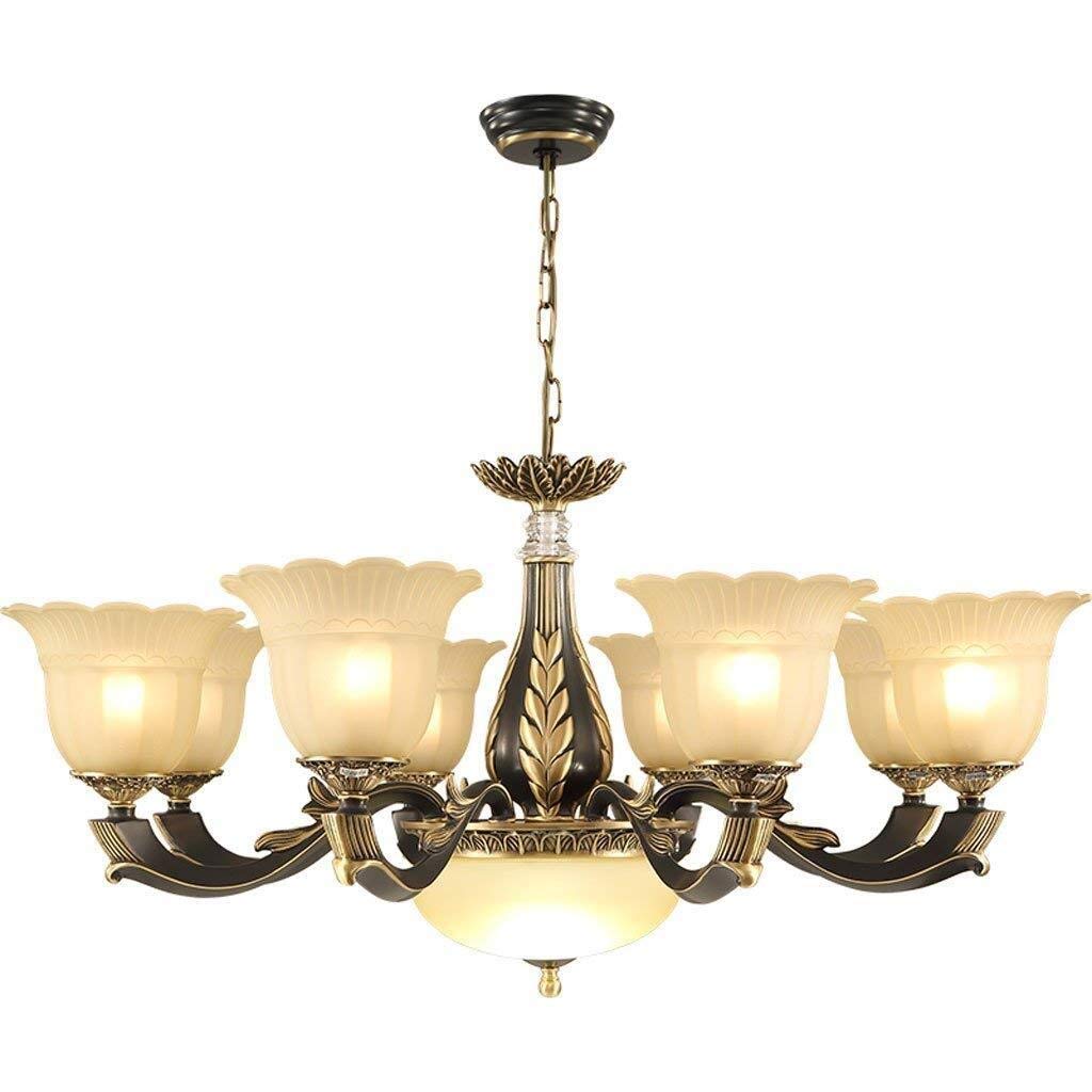 GDD Pendant Light Fixtures Ceiling Light European Retro Minimalist Art Deco Copper 8 Lamps Lighting for Living Room/Bedroom/Corridor/Aisleled