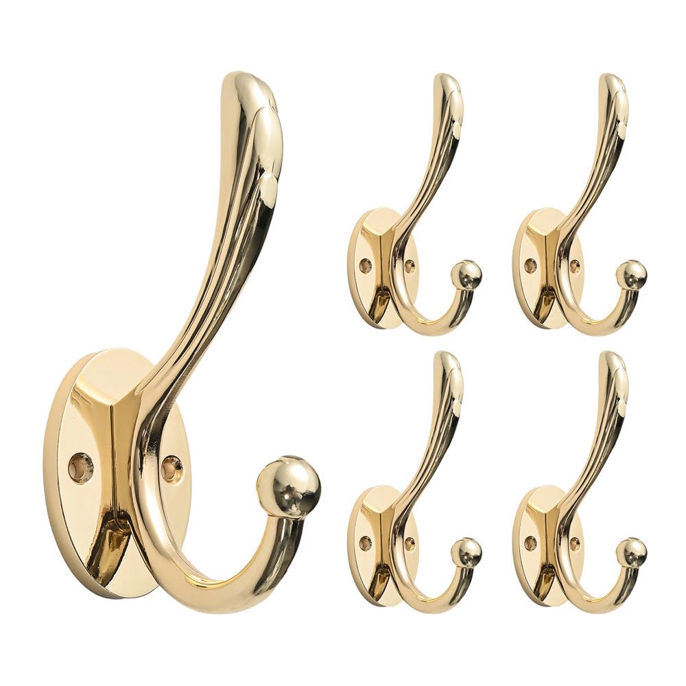Gancho de Pared para Abrigos, Toallas, Albornoces, baño, Cocina, Dorado, Perchero de Pared, decoración del hogar, 923, 5 Unidades
