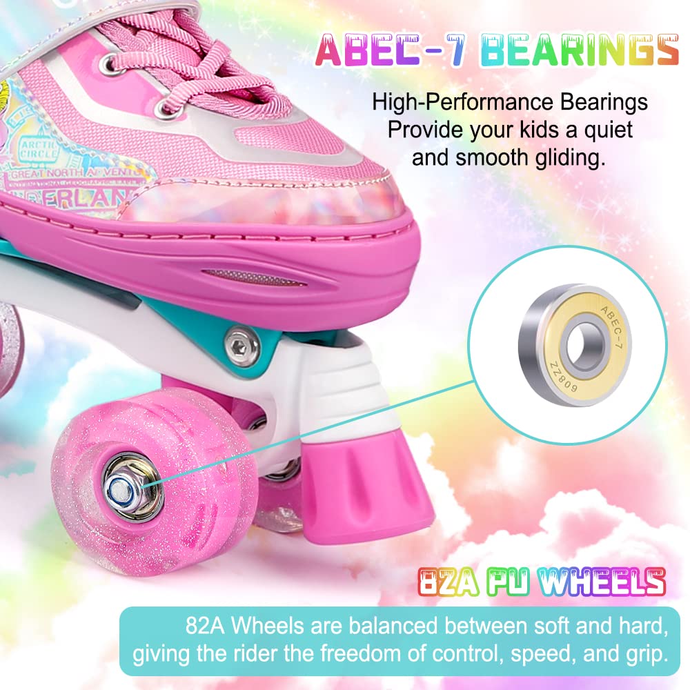Roller Skates for Kids Girls Boys 4 Size Adjustable Kids Roller Skates with Wheels Light up for Children, Teens, Beginner & Advance, Indoor Outdoor