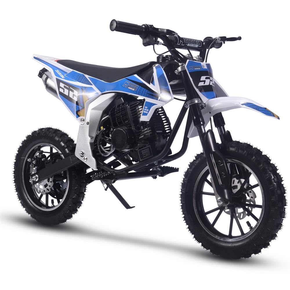 MotoTec Warrior 52cc 2-Stroke Kids Gas Dirt Bike Black (Blue)