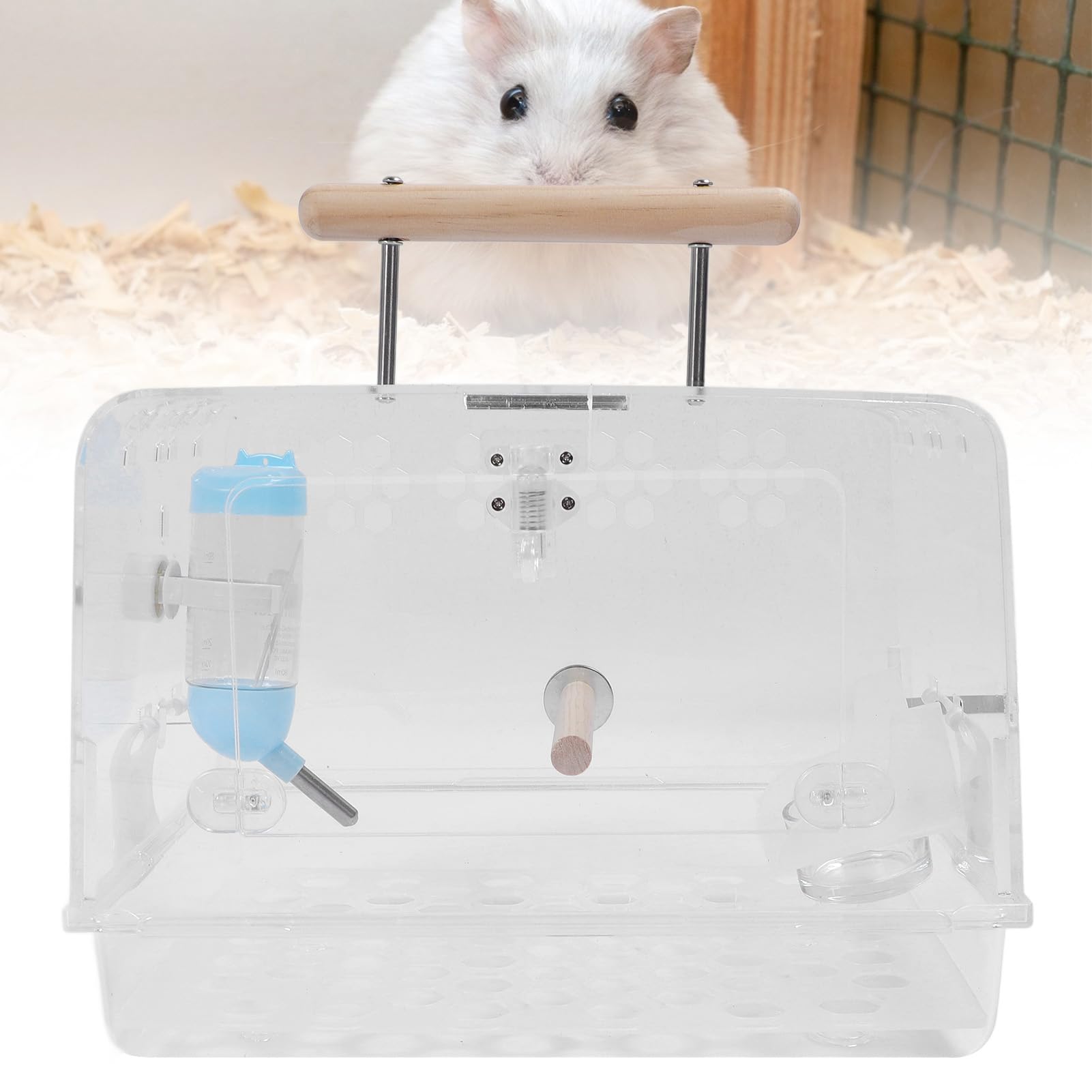 Hamster-Tragekäfig, Transparenter Acryl-Hamster-Reisekäfig mit Anti-Biss-Design, Tragbarer Kleintier-Tragekäfig mit Geräumigem Innenraum für, Ratten, Rennmäuse Im Freien