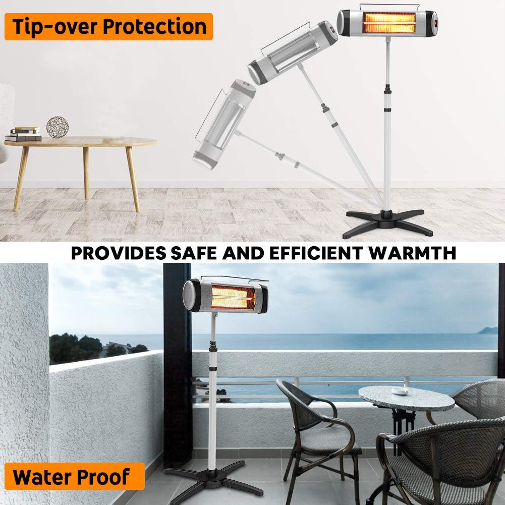 Amazon.com: FLAMEMORE Outdoor Patio Heater, Electric Patio Heater for  Instant Heat, 1500W Freestanding Infrared Heater with Remote, Quiet u0026 24H  Timer for Garage Outdoor Use, Tip-Over Protection : Patio, Lawn u0026 Garden
