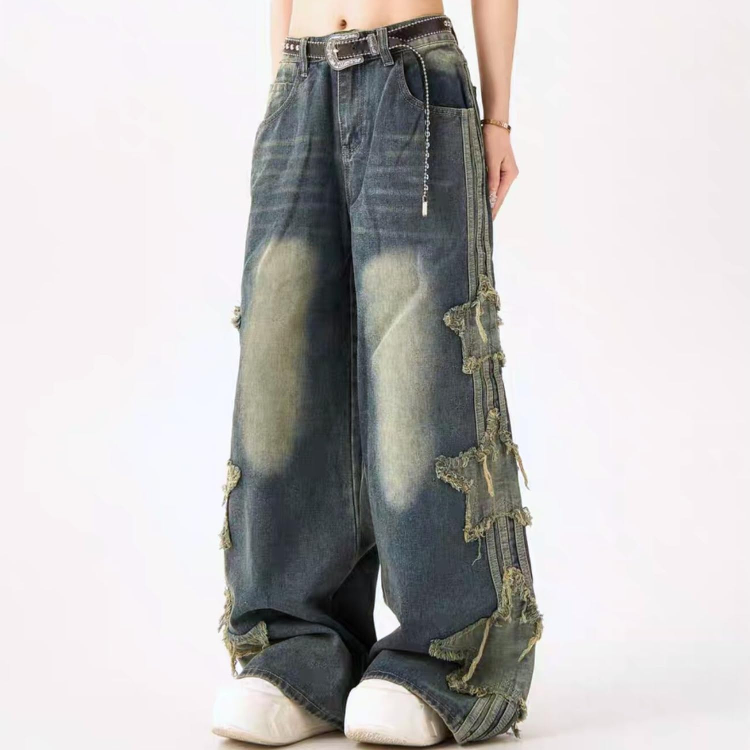 Star Jeans for Women Girls Baggy Cute Patchwork Denim Pants Y2k High Waisted Jeans Grunge Aesthetic Clothes - Image 3