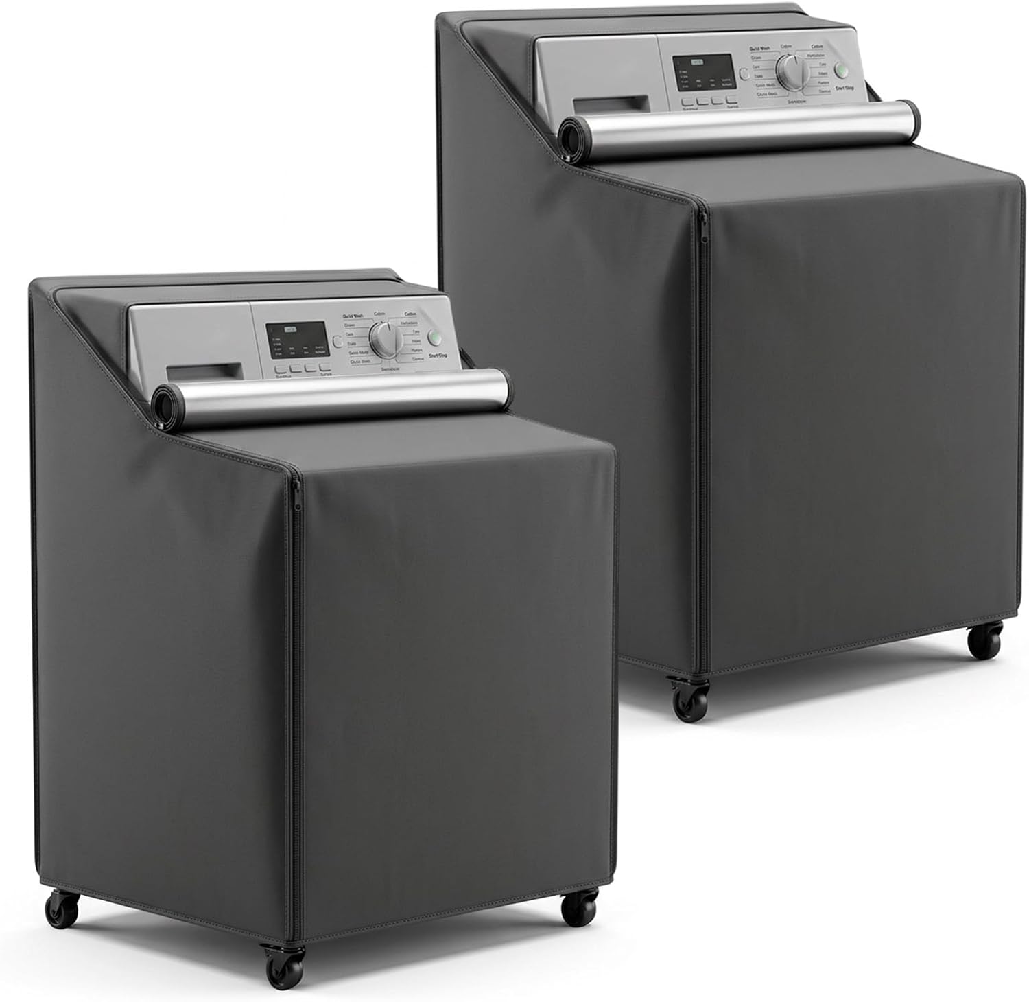 2 Pcs Washer and Dryer Covers, Portable Washer Cover with Zipper Design Washing Machine Cover for Top Load Dustproof Waterproof Laundry Covers for Washer and Dryer, Black