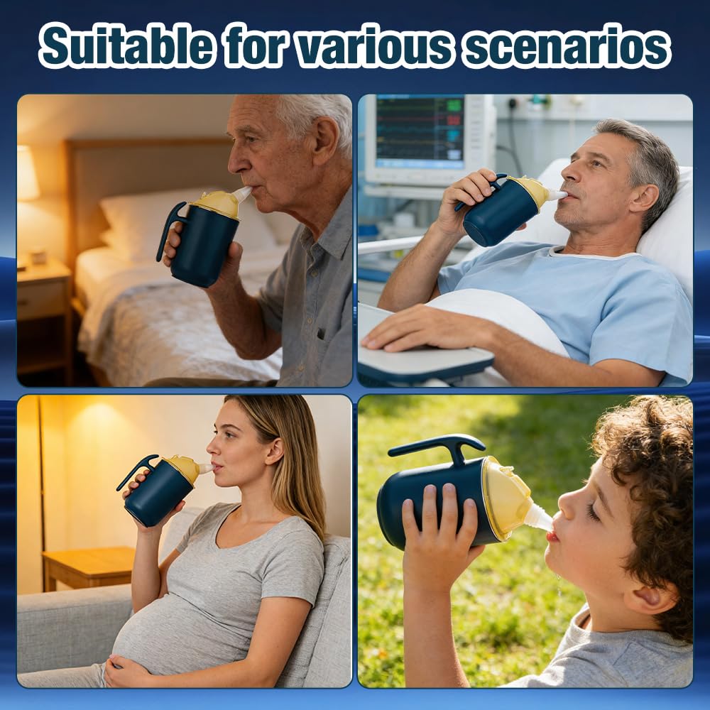 Kubek z dzióbkiem 3 w 1, dla seniorów, 400 ml, szczelny, dla seniorów z uchwytami, dla pacjentów, niepełnosprawnych, macierzyństwa (niebieski)