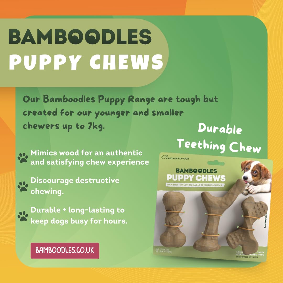 Bamboodles Puppy Dog Chew - Chicken Flavour, Brown, I Bone - 1 Pack - Image 3