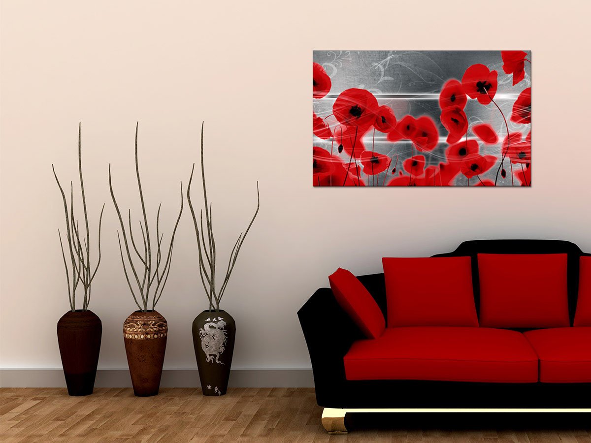 DECLINA Bild Design rote Mohnblumen – beruhigende Naturatmosphäre – hochauflösender Druck auf Leinwand – hergestellt in Frankreich