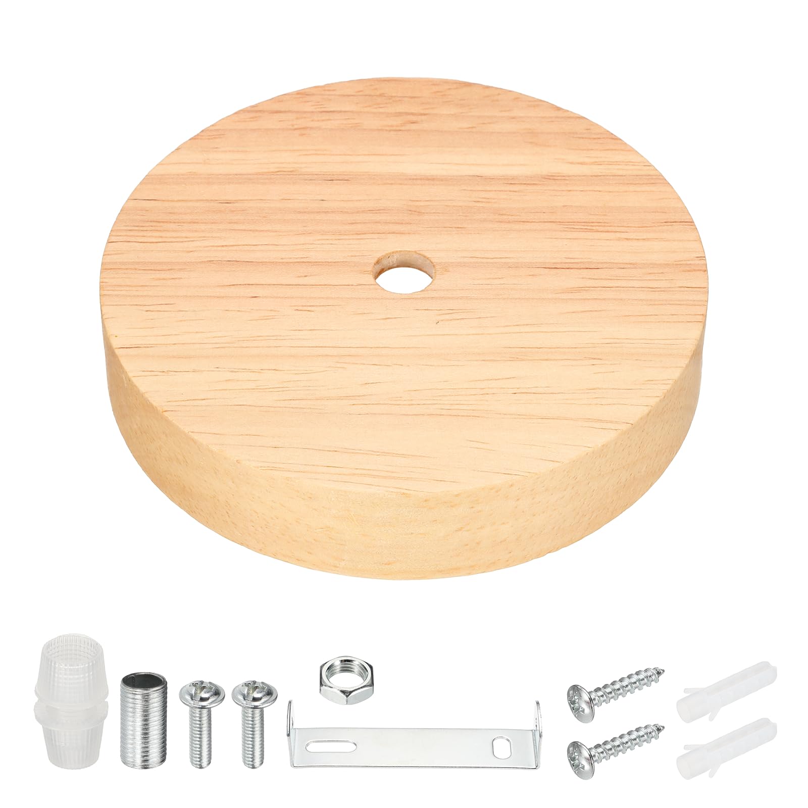 VIAPUICE Wooden Round Lamp Stand 3.94" Dia - 1 Pcs Wooden Lamp Base Wood Solid Light Display Stand for Home Decor DIY Bedroom Living Room Bedside Table, Edge-Mount, Wood Color