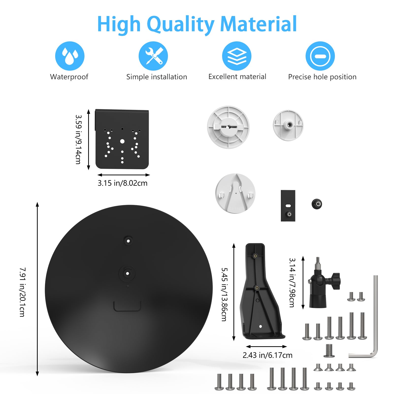 Pare-soleil pour caméra extérieure avec support de gouttière réglable pour caméras de sécurité Wyze, AOSU, Blink, Arlo, R-ing, TP-Link Tapo, Reolink, SEHMUA, Cinnado (Noir)