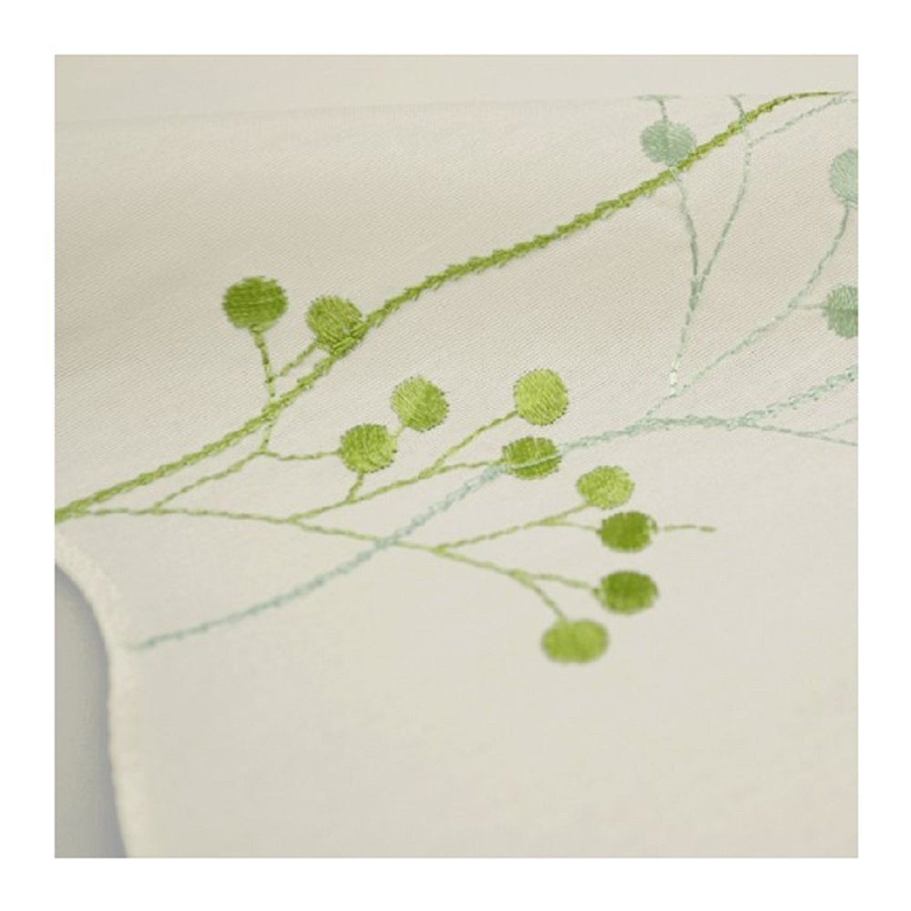 Amazon｜かわいい カフェ カーテン プチ リーフ 刺繍 シルク風 130