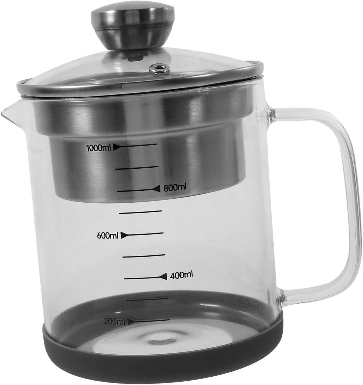 Fine Mesh Strainer Tea Pot with Scale Soybean Milk Container Juice Filter for Kitchen Multi Functional Stainless Steel Design with Cover Convenient Handle