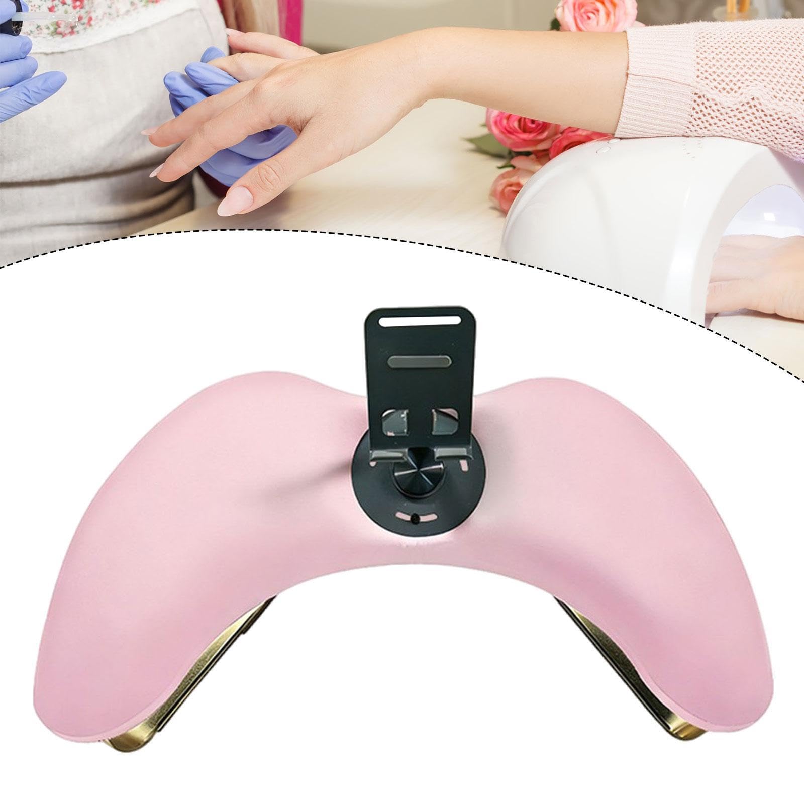 Oshhni Cuscino poggiamani per manicure art con supporto per telefono, comodo tavolo per unghie a forma di U in pelle PU per uso domestico fai da te in, Rosa