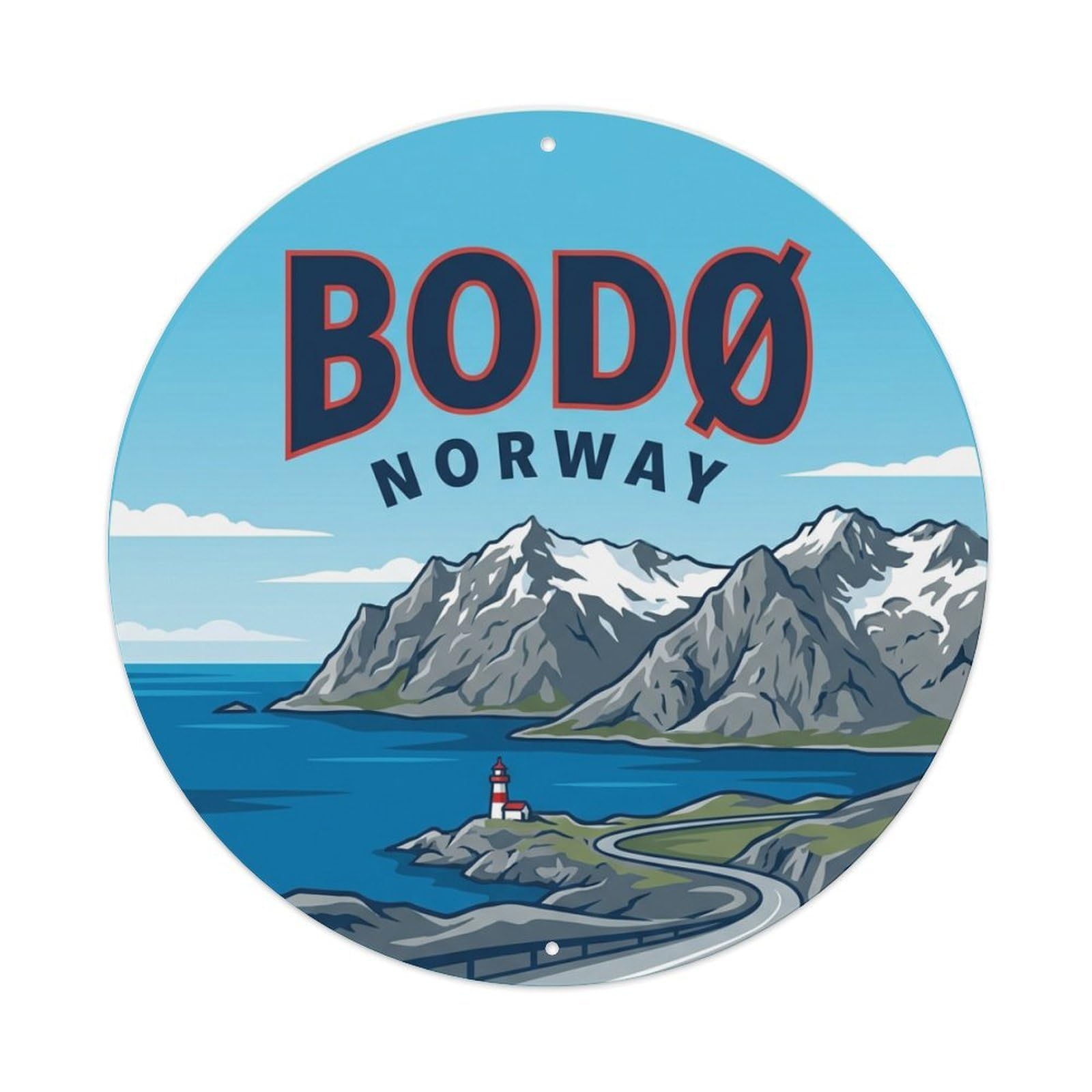 Retro Travel Norway Bodo Metal Tin Sign