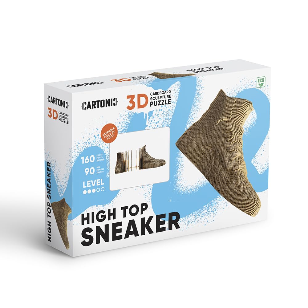 Sneaker Schuh 3D-Puzzle aus Karton – Skulptur-Bausatz | 160 Teile, 14 × 10 × 24 cm – Bastelset aus recycelter Pappe zum Stecken & Bemalen, für Jugendliche & Erwachsene, Geschenkidee