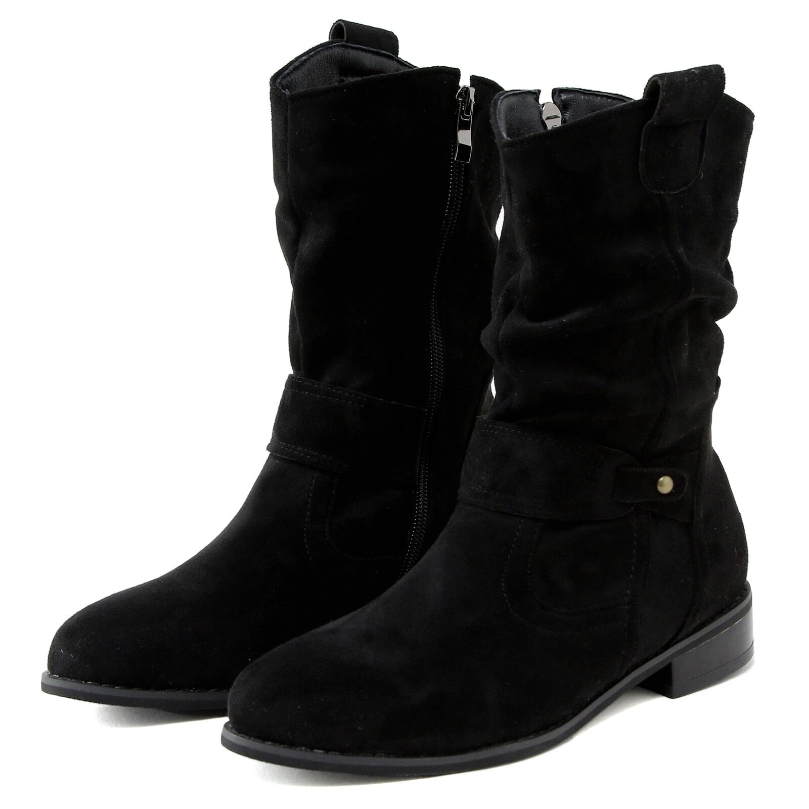 Generisch Compatible avec moto homme 43 Bottines classiques noires Talon épais Maille respirante Bottes cool Talon Chaussures Femme