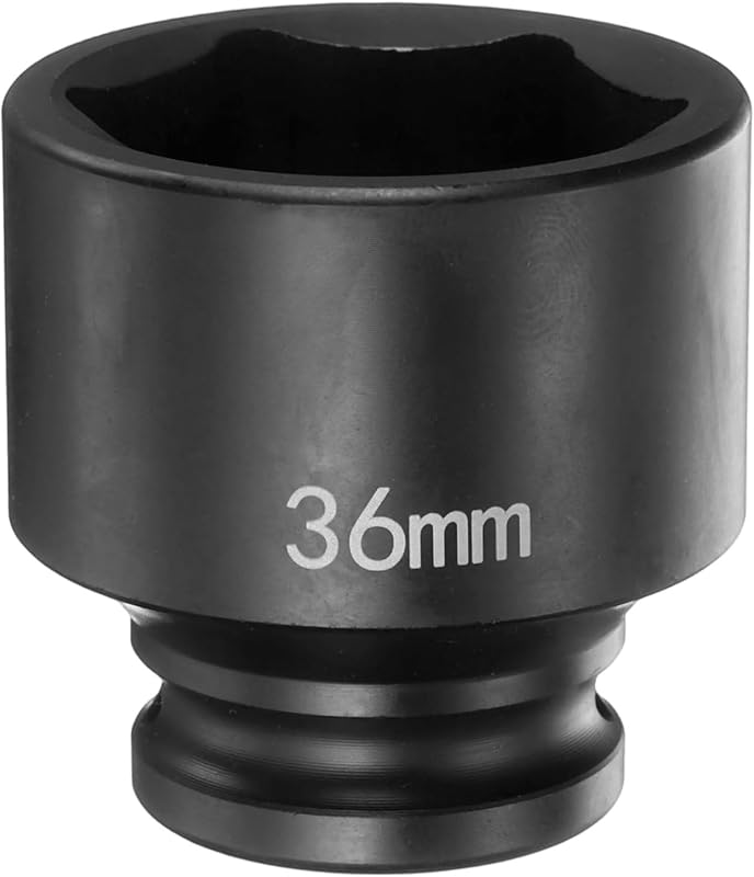 Soquete de Impacto Sextavado 36 mm HARFINGTON com Encaixe Quadrado de 12,7 mm (1/2 pol.), 50 mm, em Aço Cr-Mo