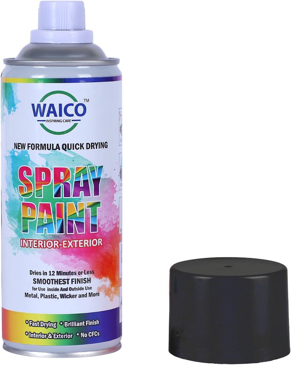 Waico Matt Black Spray Paint | 400 Ml | For Metal, Plastic, Wood, Car & Bike | Fast Drying, Brilliant Finish, No Cfcs, Interior & Exterior Use