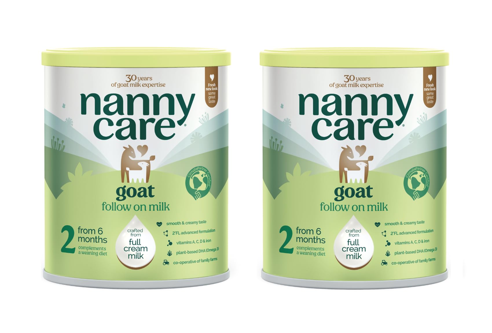NannycareGoat Based Follow On Milk – Stage 2 (6–12 Months) | Baby Powder Made from Whole Goats Milk | Nutritionally Complete Formula for Combination or Bottle Feeding – 800g - Pack of 2