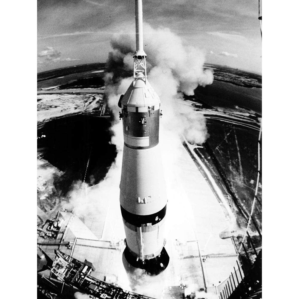 Wee Blue Coo Space Rocket Launch Saturn V Apollo 11 View Thrust Blast Lift Off Art Print Poster Wall Decor 12X16 Inch