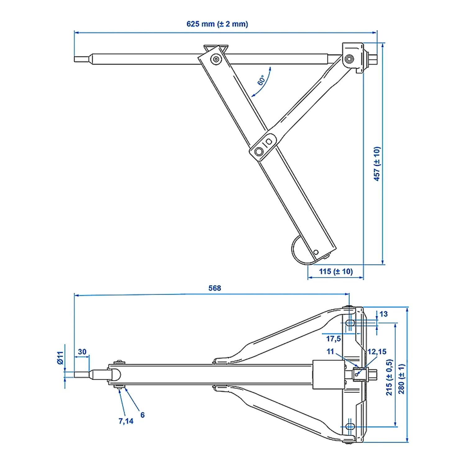 Preiswert&Gut 2x Wohnwagenstützen 625x457mm Trapezgewindespindel für Wohnmobil und Wohnwagen Stütze Kurbelstütze 4,3 kg Eckstütze – verzinkter Stahl Ausdrehstütze bis 500 kg Tragkraft