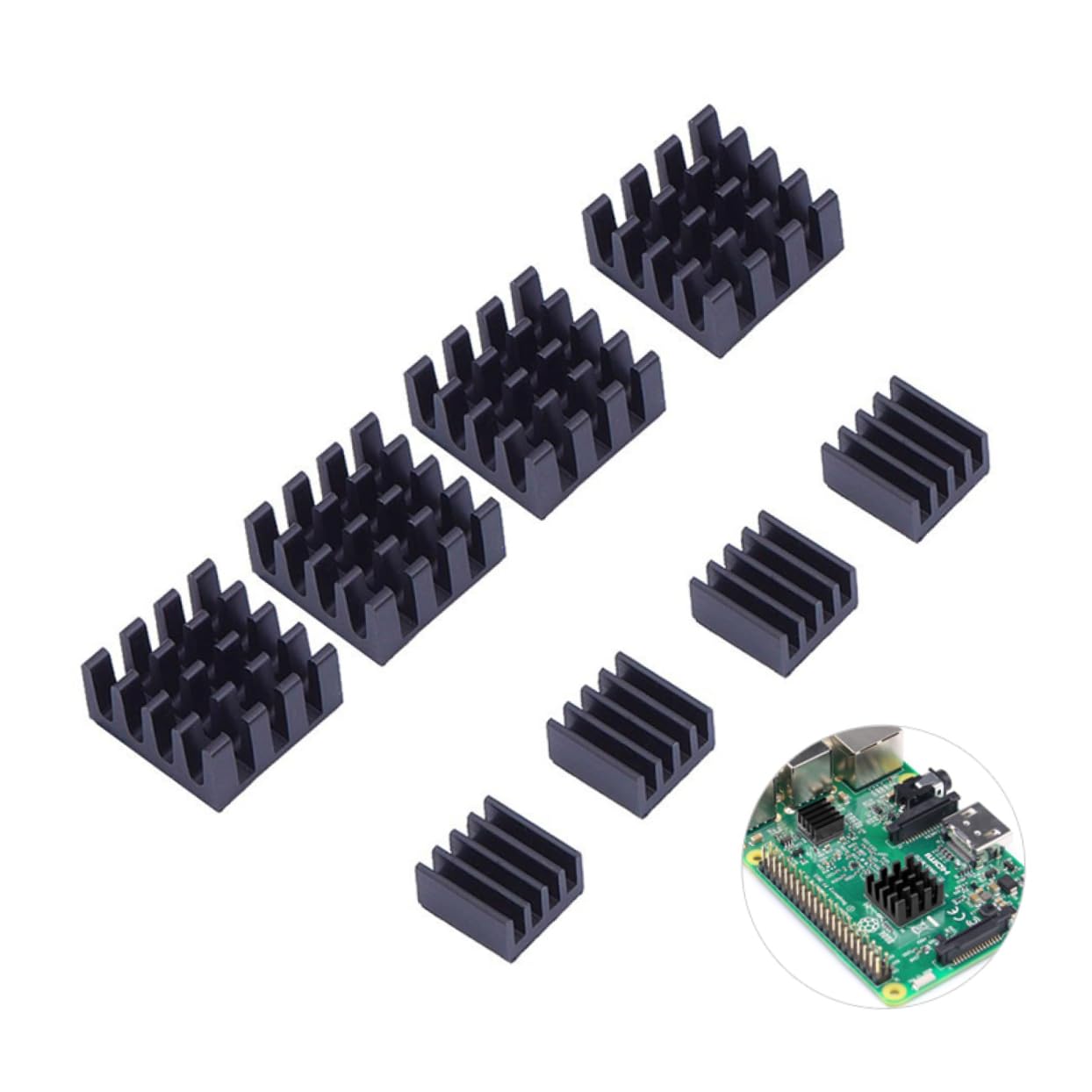 KONTONTY Aluminum Heatsink Cooling Board for b 2 3 8pcs Black Thermal Heatsinks