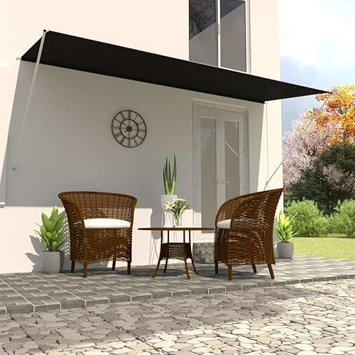 Loibinfen Toldo retráctil manual, toldo para patio al aire libre, toldo para terraza con manivela manual, 157.5 x 59.1 pulgadas, antracita -1278