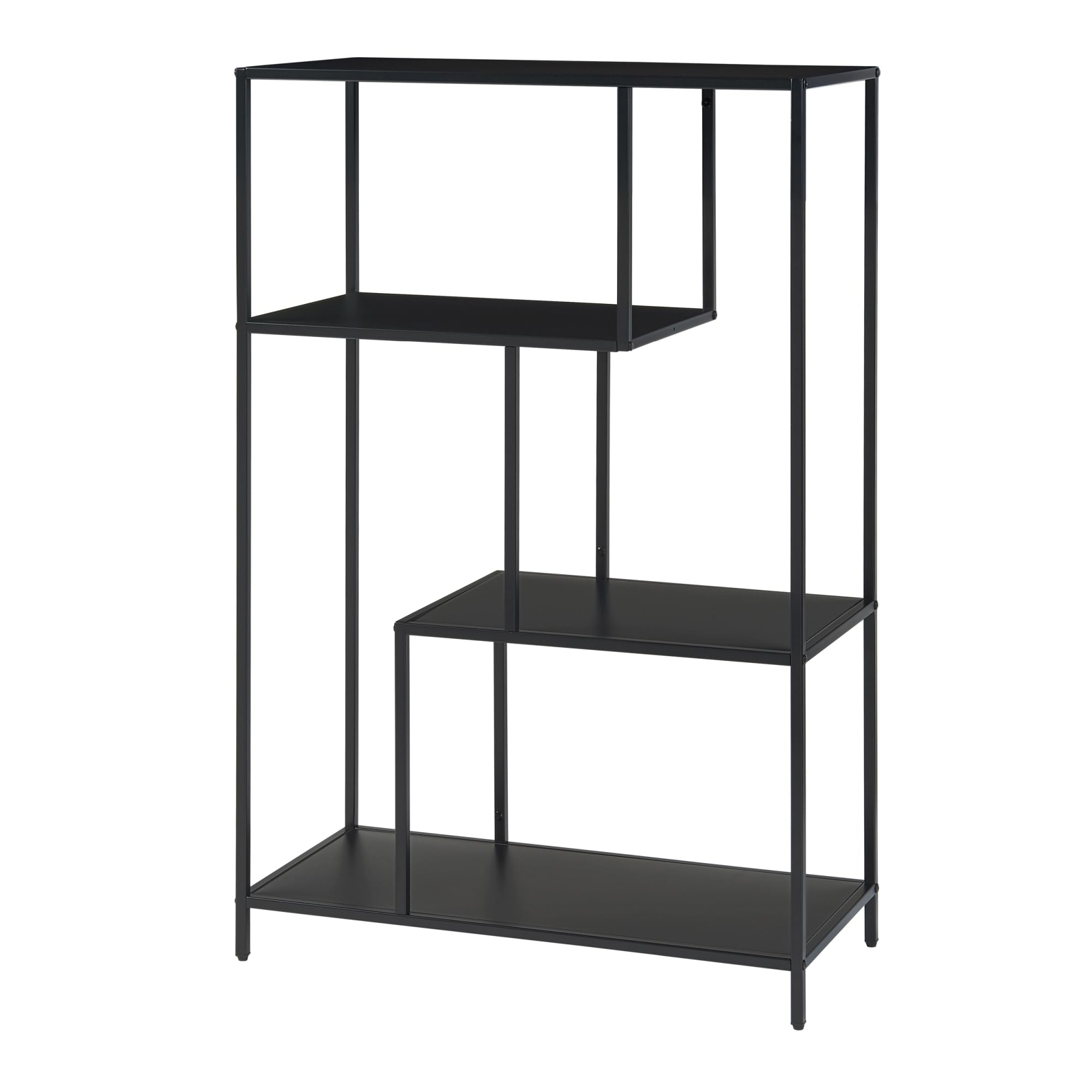 [en.casa] Bibliothèque à 4 Niveaux Étagère Autoportante au Style Intemporel avec 4 Compartiments de Rangement pour Salon Chambre Bureau Acier 115 x 75 x 35 cm Noir Mat