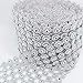 Foraineam 10 Yards / 30 Feet Rhinestone Crystal Ribbon Faux Diamond Ribbon Wrap Silver Flower Shape Mesh Wrap Roll
