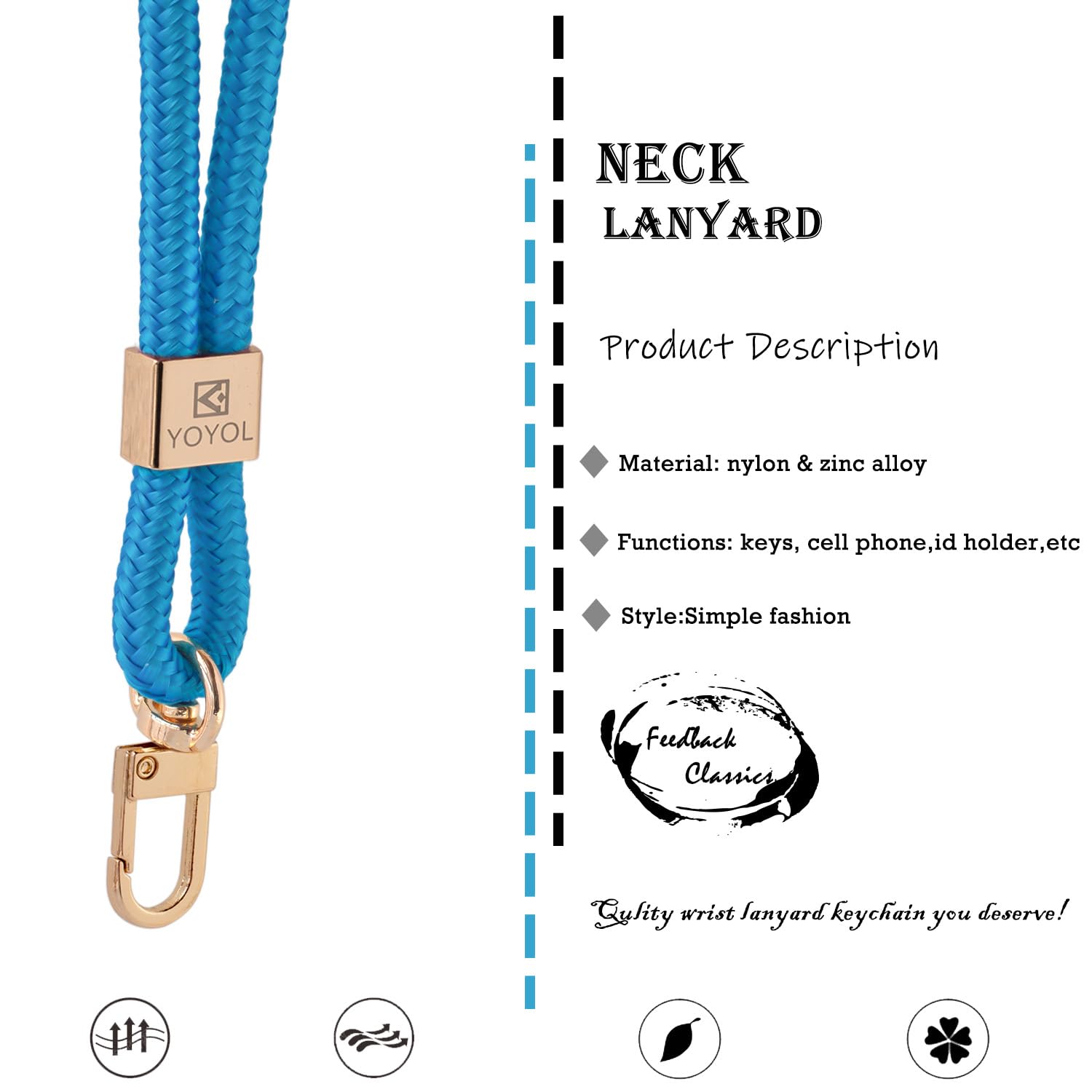 YOYOL Neck Lanyard Key Chain Premium Quality Necklet Strap Holder,for Id Badge,Keys,Wallet, for Men Women Cool Lanyards - Image 2