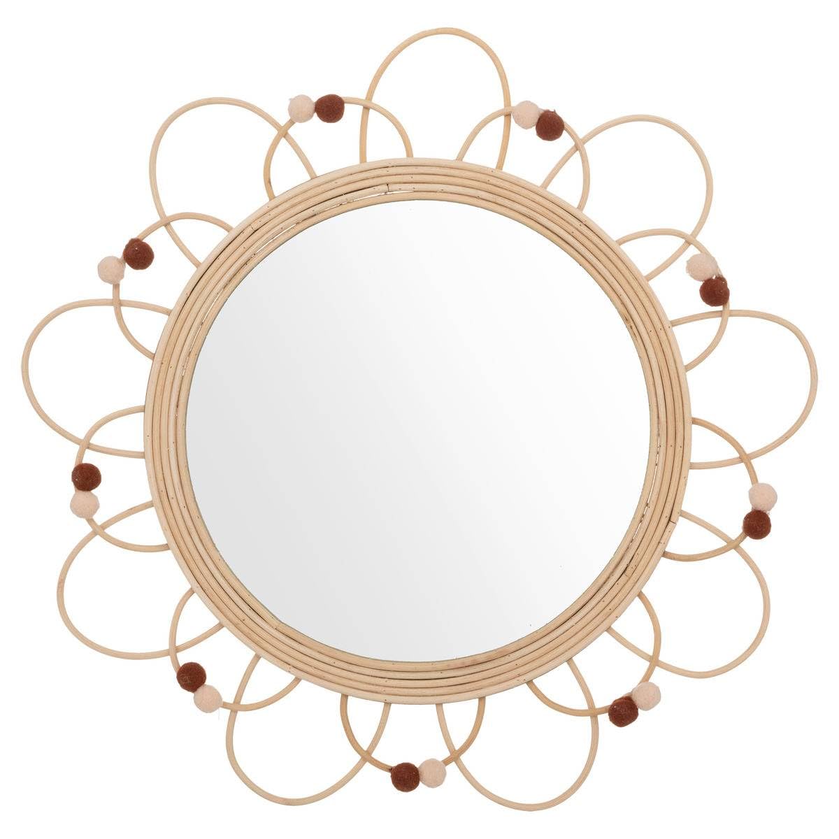Miroir enfant campagne Atmosphera en rotin et verre de D38 cm