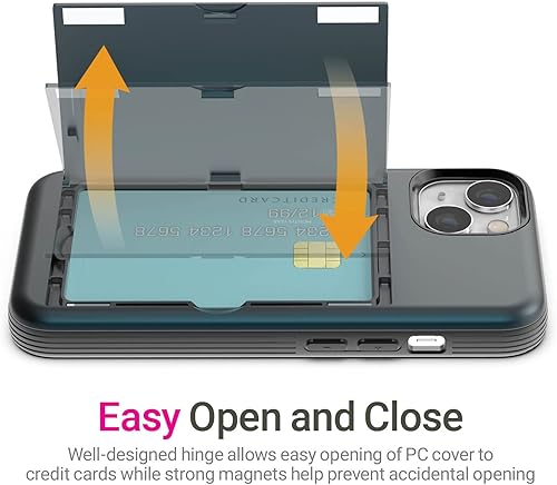 Miniatura 3 de JUST4YOU Funda para iPhone 13 Mini con tarjetero con función atril protectora de doble capa (azul marino) CS_BR_OC_I13M_NY