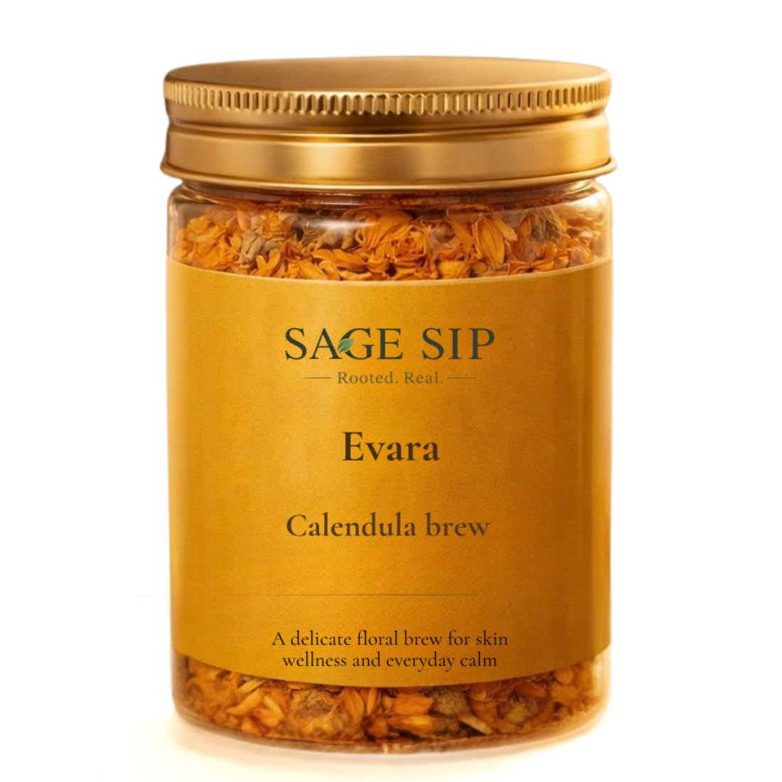 SAGE SIP Evara Premium Calendula Brew - Pure Calendula Flower Herbal Tea for Skin Wellness & Everyday Calm | Natural Floral Tea | Supports Glowing Skin, Gut Health & Relaxation | No Preservatives, 30g-image-39