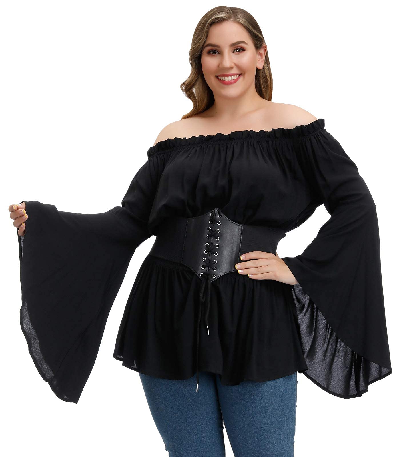Hanna Nikolewomens Plus Size Renaissance Blouse Off Shoulder