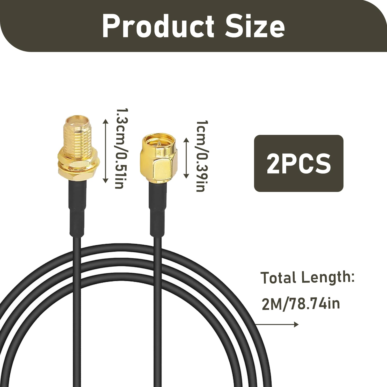 Cavo Prolunga SMA RG58 2 M – Maschio-maschio, 50 Ohm, Fino A 6 GHz, Per Antenna 4G LTE 5G WiFi E Radio