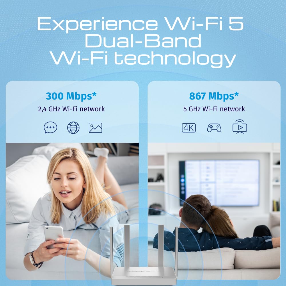 Keenetic Skipper DSL Modem-routeur VDSL2/ADSL2+ Supervectoring Wi-FI 5 maillé AC1200 avec commutateur Intelligent Gigabit 4 Ports et Port USB