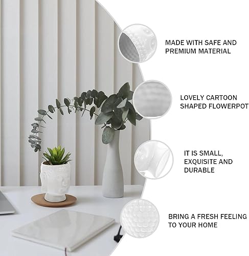 Miniatura 7 de Happyyami 1 pieza de simulación de Buda con cabeza de maceta de cerámica simple de pared de cerámica maceteros de cerámica estatua de Buda estatua