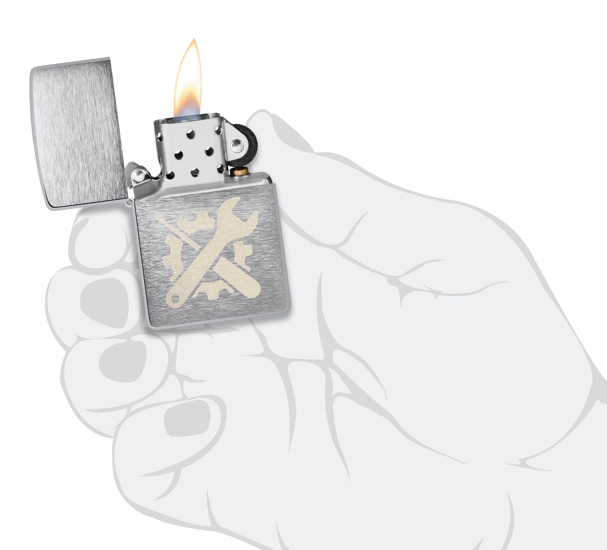 Zippo Encendedor a prueba de viento Brushed Chrome Laser Engrave Recargable Caja regalo
