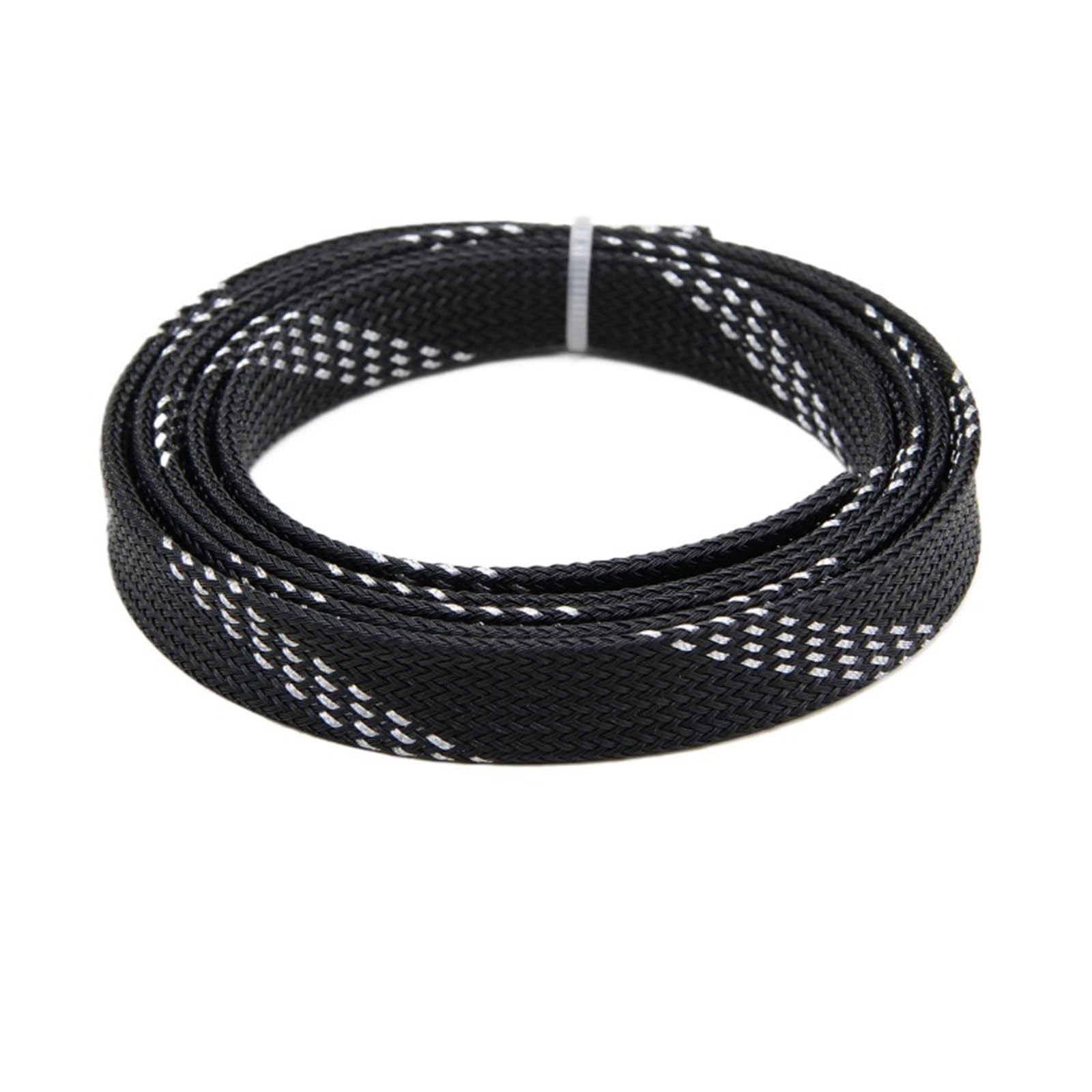 Guaina isolata 2 4 6 8 10 12 14 16 20 25mm PET intrecciato stretto espandibile Manicotto for cavi in rete di nylon ignifuga Per TV Auto(Black Silver,25mm,10 meters)