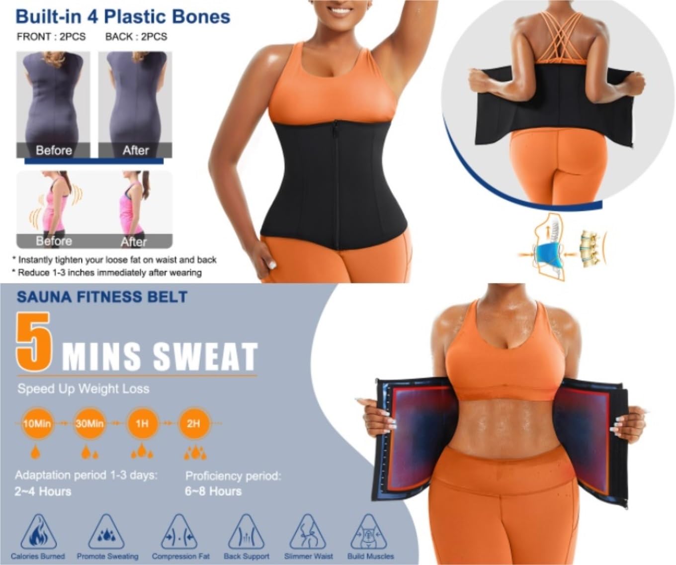 Faja Lumbar Faja Reductora De Cintura, Faja Reductora De Grasa Abdominal, Faja Reductora De Cintura, Faja Reductora De Sudor Para Adelgazar El Abdomen, Faja Reductora De Cintura Cinturón Apoyo Lumbar(