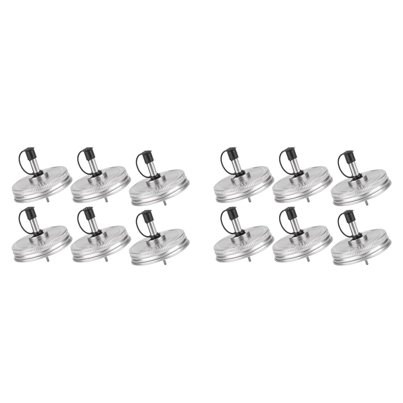 Hndhbfgrt 12PCS Stainless Steel 70mm Regular Mouth Jar pour Spout Lids with Plastic Caps for Olive Oil Cocktail Dispenser
