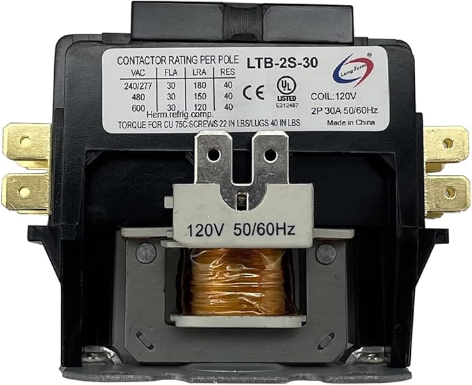 Long Term 2Pole 30 Amp 120V Coil Definite Purpose Air
