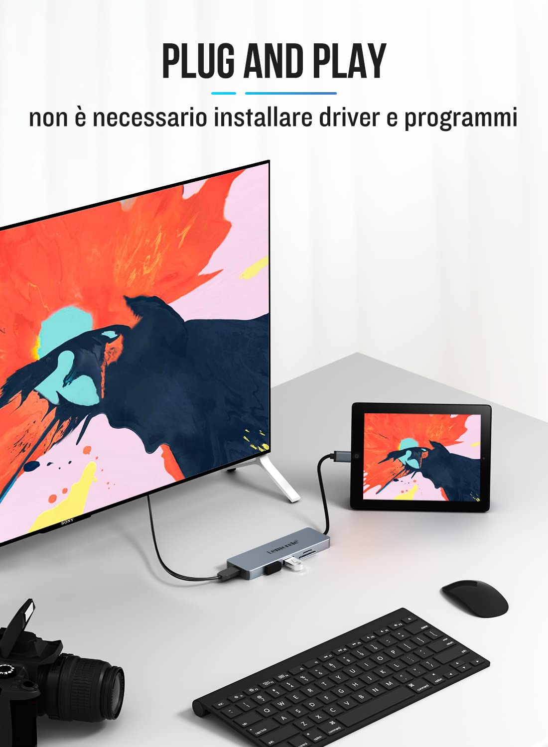 Lemorele Hub USB C HDMI 4K - 5 in 1, Alluminio Adattatore USB C Hub con 2 USB, SD/TF, HDMI adaptor per Windows, MacBook Pro/Air,Steam Deck/Switch, ChromeBook, Tablet PC Type-C, ecc