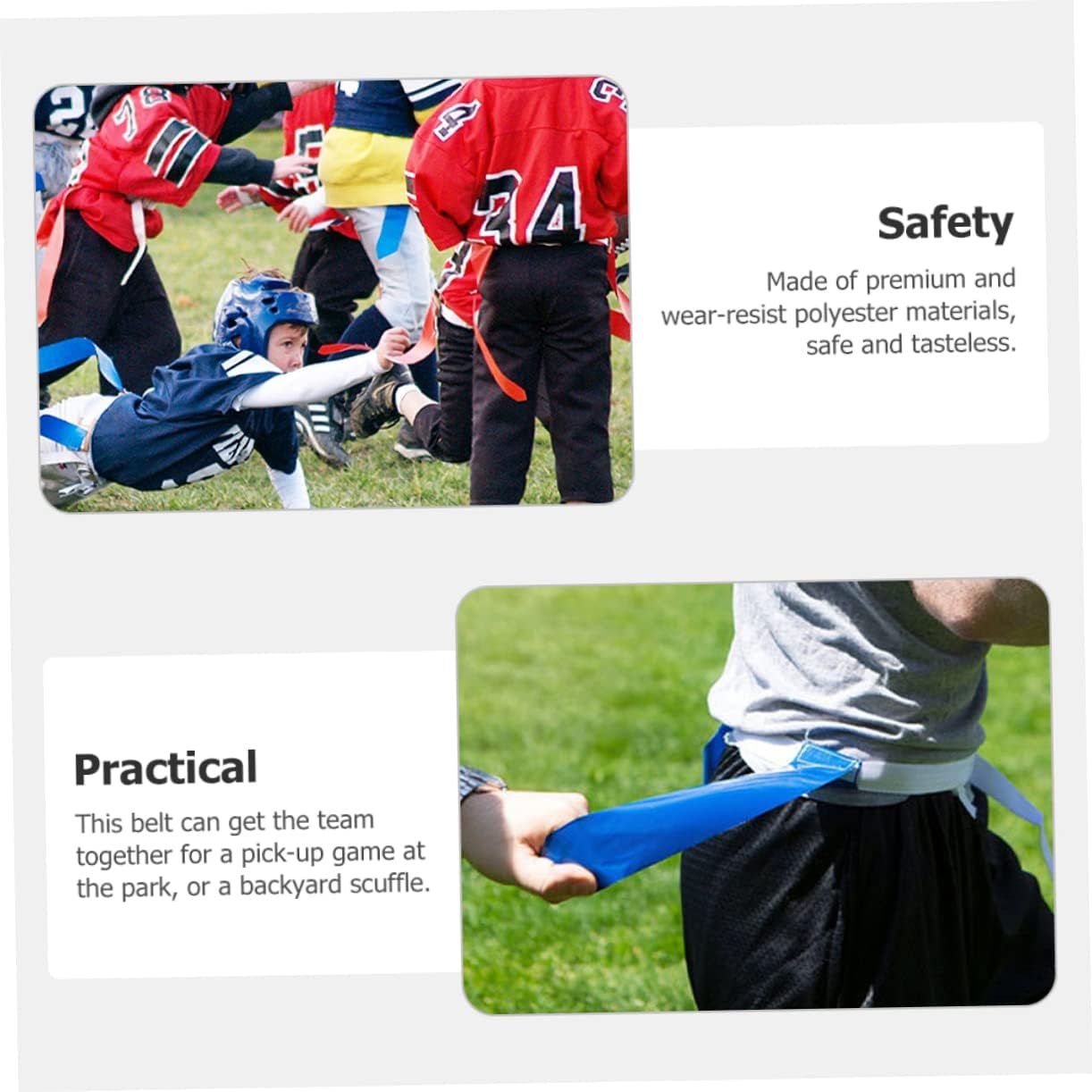 KESYOO 1Set Adjustable Football Waist Flag Set with White Belts Flags and Markers for Youth and for Training Scrimmages and Fun Activities
