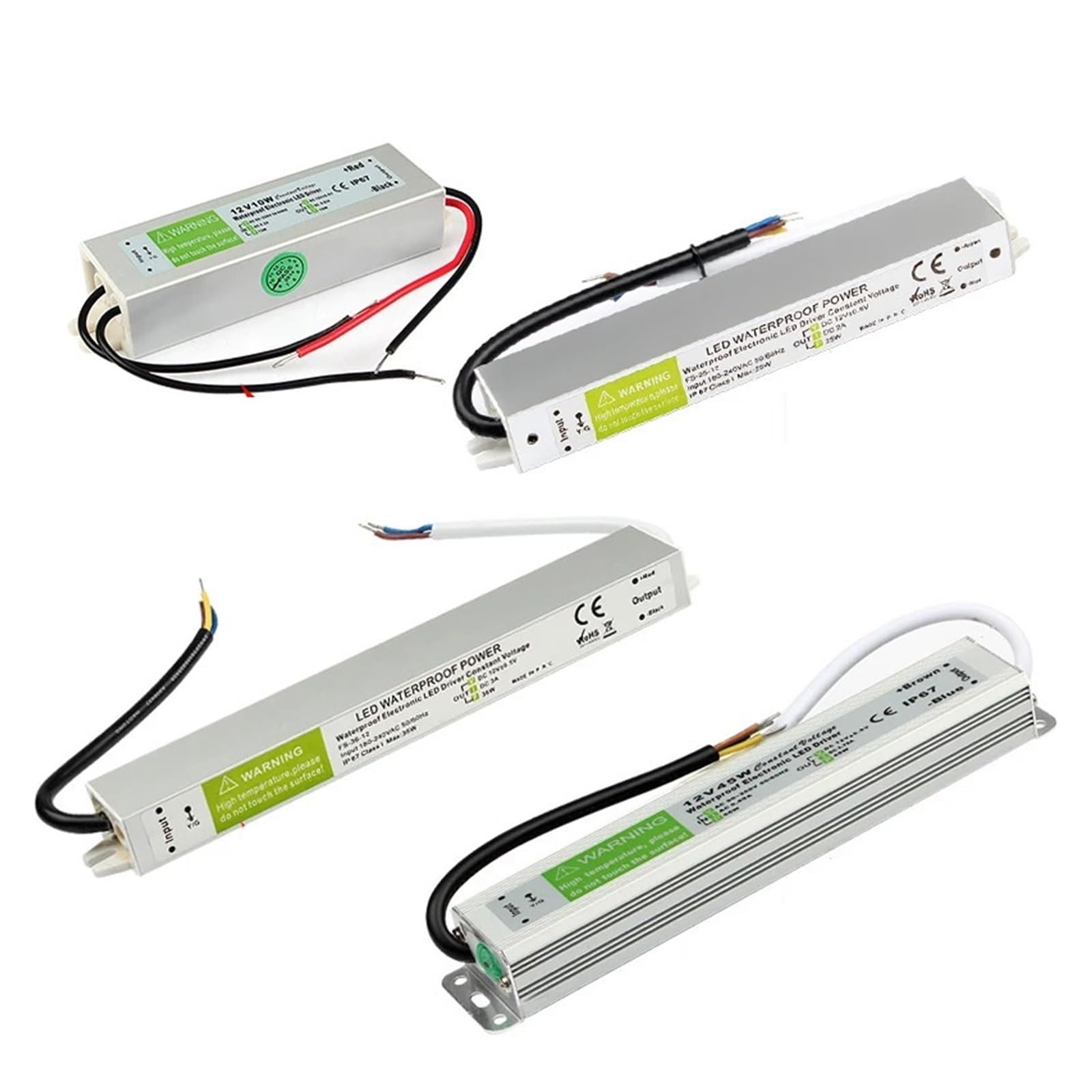 AC110V-260V a DC12V/24V 10W 20W 30W 50W 80W 100W IP67 trasformatore LED impermeabile alimentatore elettronico in lega di alluminio(10W,DC 12V)