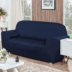 Capa de Sofá 3 Lugares com Elástico Agarradinha em Tecido Malha Gel Cores Alegres (Azul Marinho)