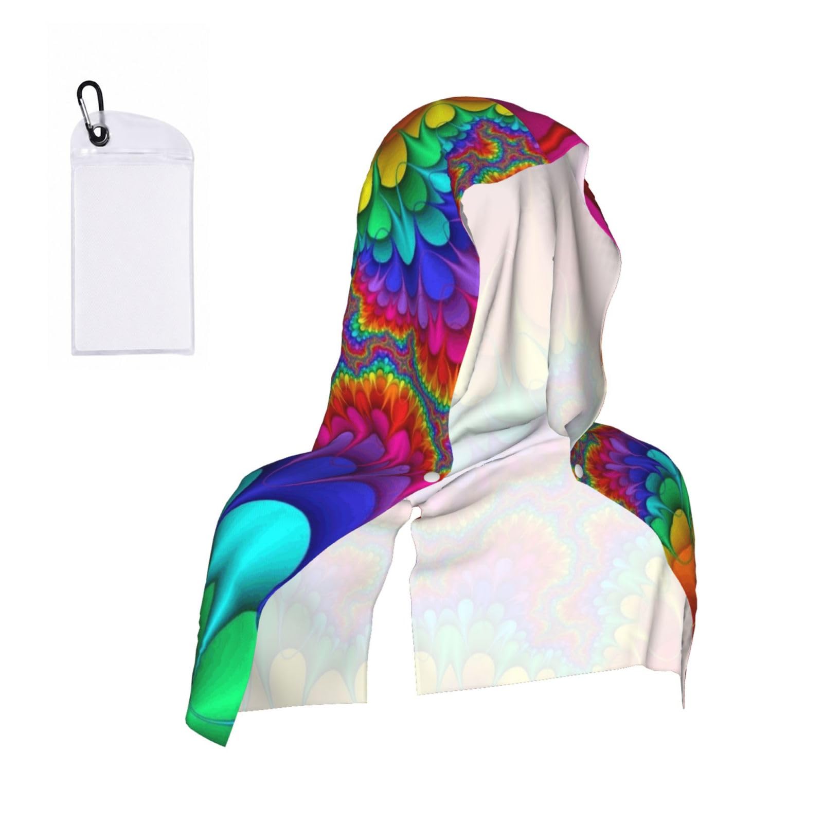 ESNAIUVCD Rainbow Tie Dye-Red Print Multifunctional Cooling Hoodie Bandana Portable Sweat Absorbing Design For Beach Workouts Exercise Heat Relief Accessories