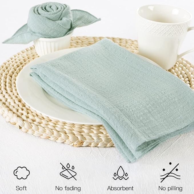 Kolacja, miękka bawełna, serwetka, serwetka Zestaw 50 42 * 42 cm Gaza Tkaniny Serwetki Serwetki Tkaniny Bawełnianej Gaza Ręczniki Gaza Serwetki Na Ślub(Sage Green)