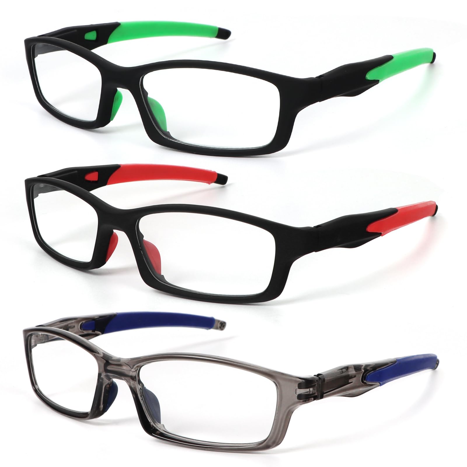 UVTQSSP 3er Pack Sport Lesebrille TR90 Rechteck Leicht Bequem und Flexibel Lesebrillen für Herren