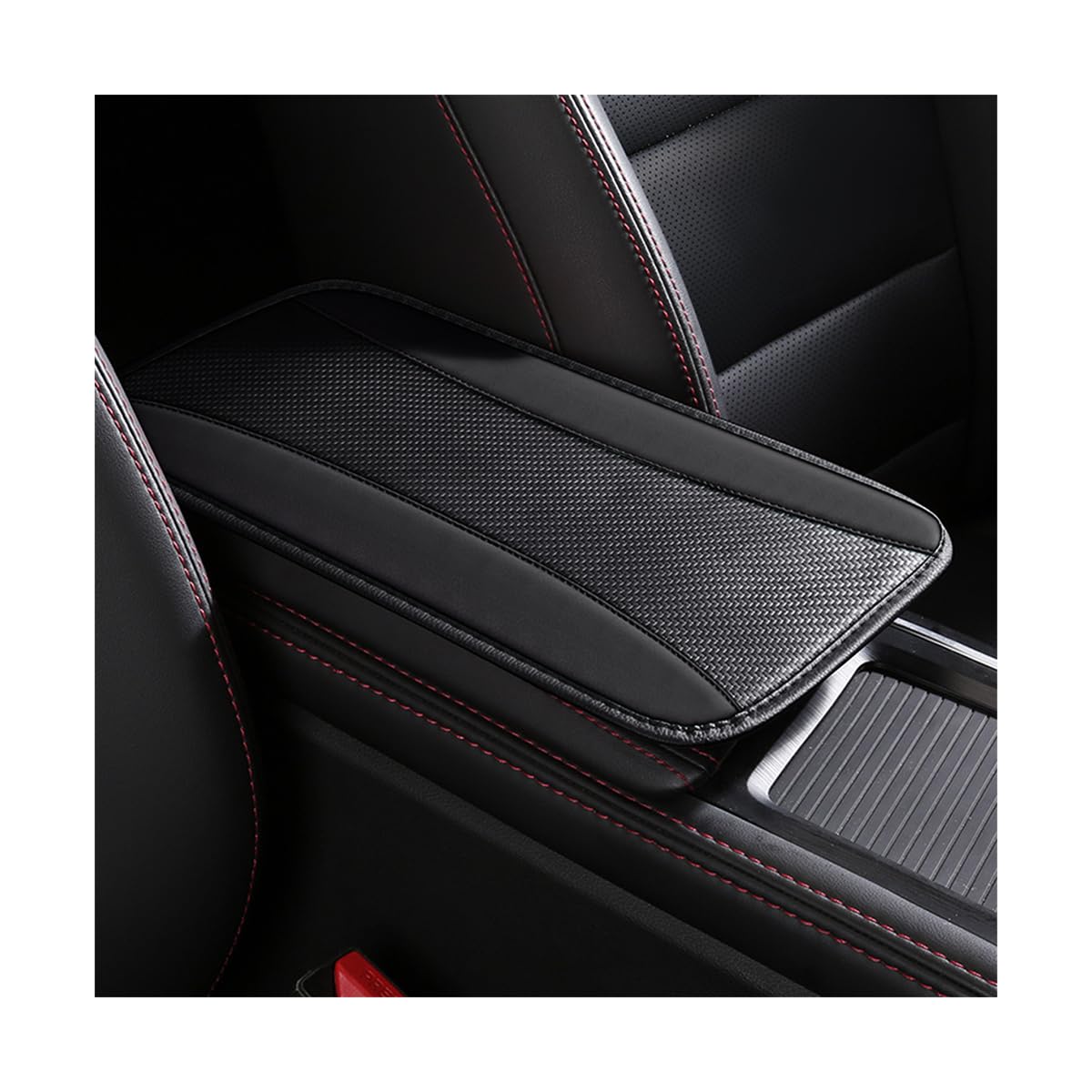 Bittwee Car Arm Rest Cover - Non-Slip Center Console Protector, Waterproof PVC, Universal Fit For SUV, Sedan, Truck (Red)