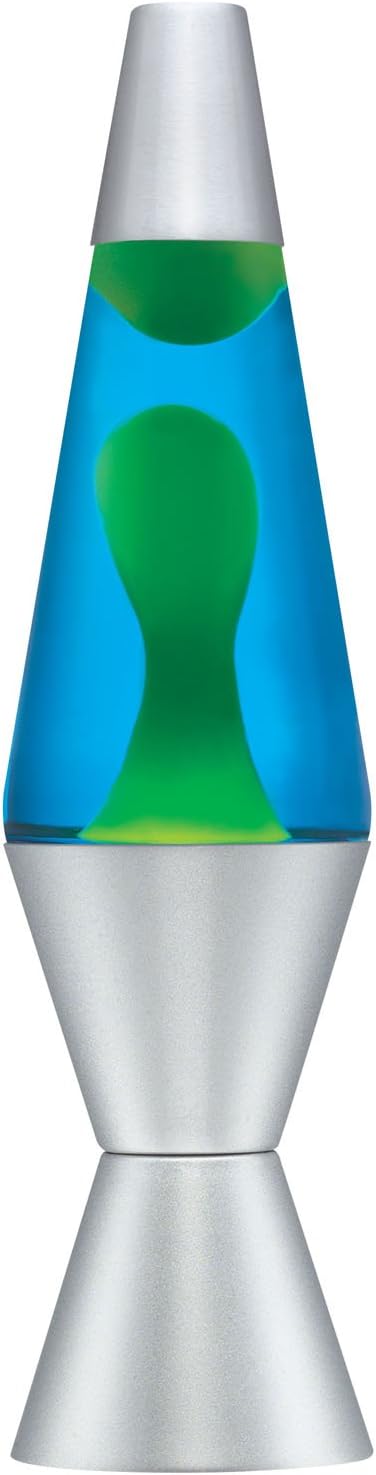 Lava Lite 2124 the Original 14.5-Inch Silver Base Lamp with Yellow Wax in Blue Liquid